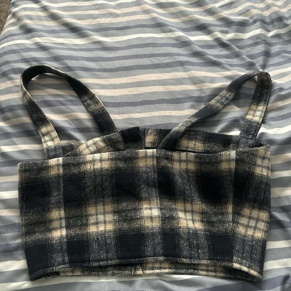 Small medium Forever 21 button up plaid crop top - Picture 2 of 3